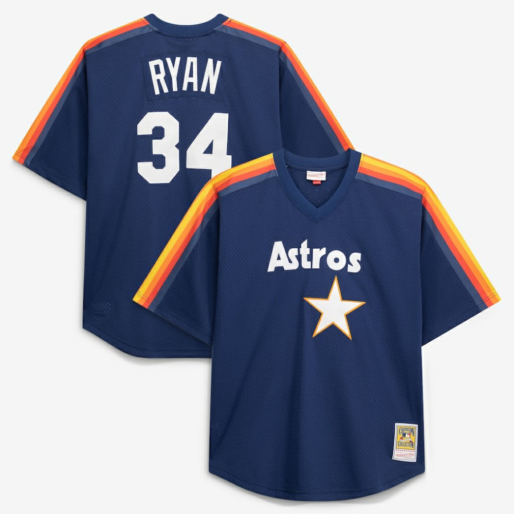 Nolan Ryan Houston Astros Mitchell & Ness Cooperstown Collection Big & Tall Mesh Batting Practice Jersey - Navy Jerseys