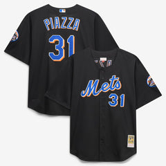Mike Piazza New York Mets Mitchell & Ness Big & Tall Cooperstown Mesh Batting Practice Jersey - Black Jerseys