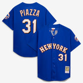 Mike Piazza New York Mets Mitchell & Ness Cooperstown Collection Mesh Batting Practice Button-Up Jersey - Royal Jerseys
