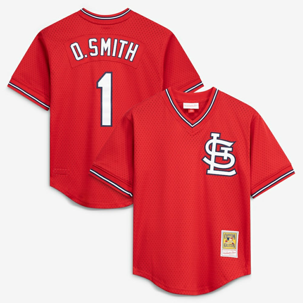 Ozzie Smith St. Louis Cardinals Mitchell & Ness Youth Cooperstown Collection Mesh Batting Practice Jersey - Navy Jerseys