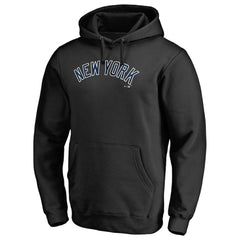 New York Yankees Official Wordmark Fitted Pullover Hoodie - Black Hoodies