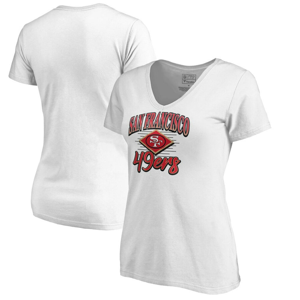 San Francisco 49ers Women's Artifact V-Neck T-Shirt - White T-shirts