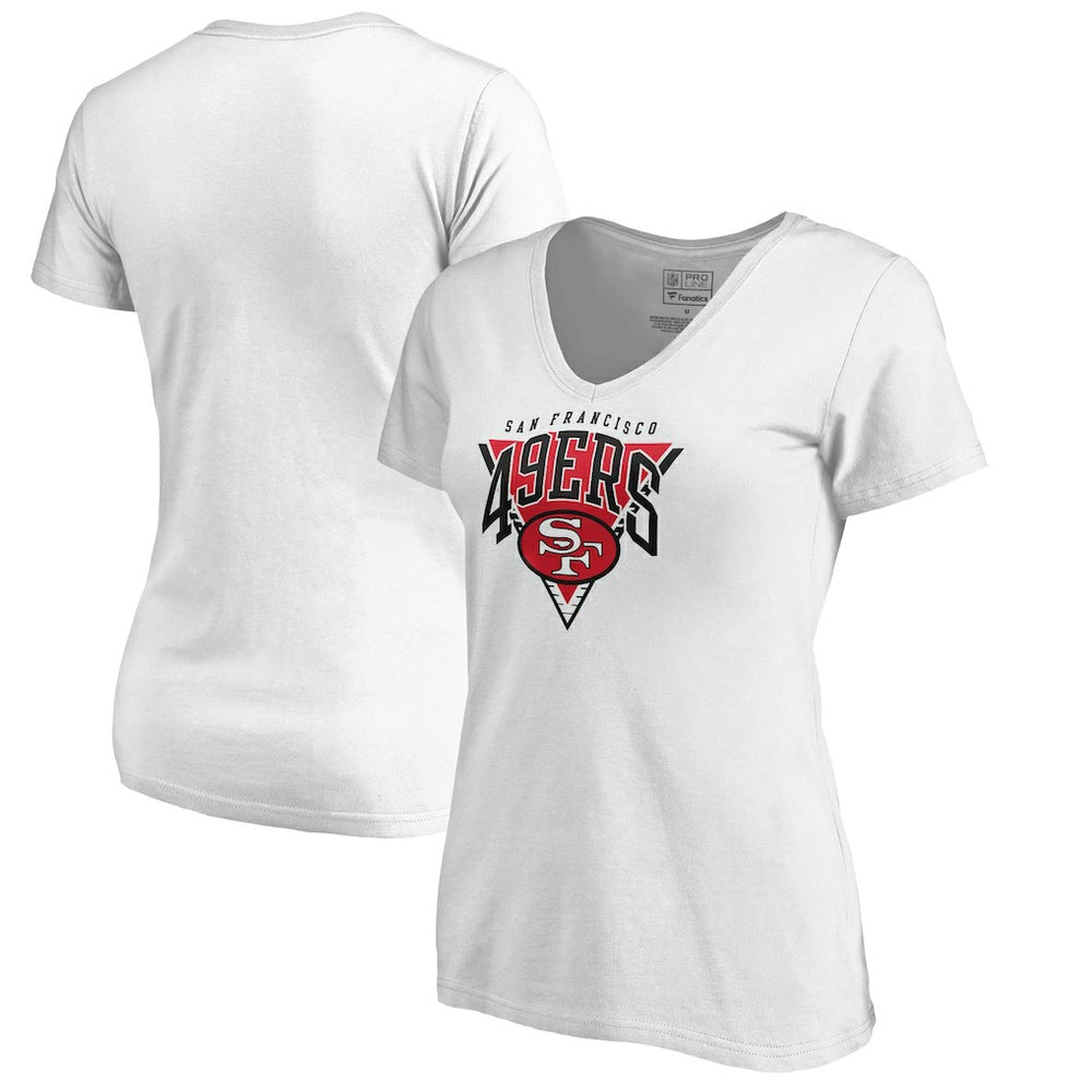 San Francisco 49ers Women's Frontline V-Neck T-Shirt - White T-shirts