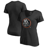 New York Islanders Women's Core Smoke V-Neck T-Shirt - Black | US 3305755