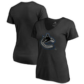 Vancouver Canucks Women's Core Smoke V-Neck T-Shirt - Black | US 3305764