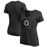 Winnipeg Jets Women's Core Smoke V-Neck T-Shirt - Black | US 3305767