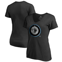 Winnipeg Jets Women's Core Smoke V-Neck T-Shirt - Black | US 3305767