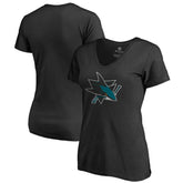 San Jose Sharks Women's Team Alternate V-Neck T-Shirt - Black | US 3310000