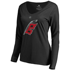Carolina Hurricanes Women's Team Alternate Long Sleeve V-Neck T-Shirt - Black | US 3310009