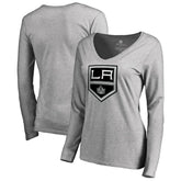 Los Angeles Kings Women's Team Alternate Long Sleeve V-Neck T-Shirt - Heather Gray | US 3310013