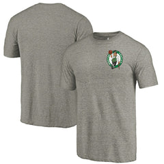 Boston Celtics Primary Logo Left Chest Distressed Tri-Blend T-Shirt Gray