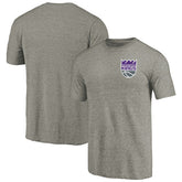 Sacramento Kings Primary Logo Left Chest Distressed Tri-Blend T-Shirt Gray