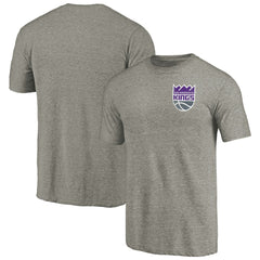 Sacramento Kings Primary Logo Left Chest Distressed Tri-Blend T-Shirt Gray