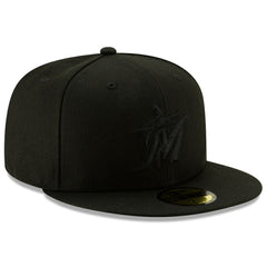 Miami Marlins New Era 2019 Black-on-Black 59FIFTY Fitted Hat - Black Hats