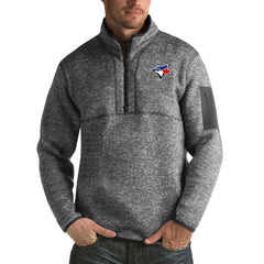Toronto Blue Jays Antigua Fortune Big & Tall Quarter-Zip Pullover Jacket - Heather Charcoal Jackets