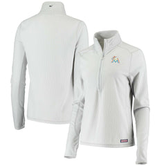Miami Marlins Vineyard Vines Women's Performance Grid Half-Zip Pullover Top - Gray Pullover