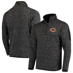 Chicago Bears Antigua Fortune Quarter-Zip Pullover Jacket - Heather Black Pullover