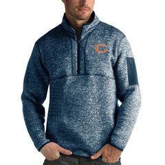 Chicago Bears Antigua Fortune Quarter-Zip Pullover Jacket - Heather Navy Pullover