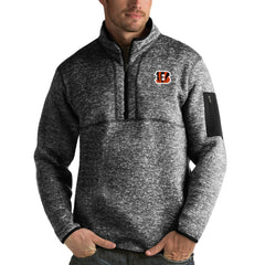 Cincinnati Bengals Antigua Fortune Quarter-Zip Pullover Jacket - Heather Black Pullover