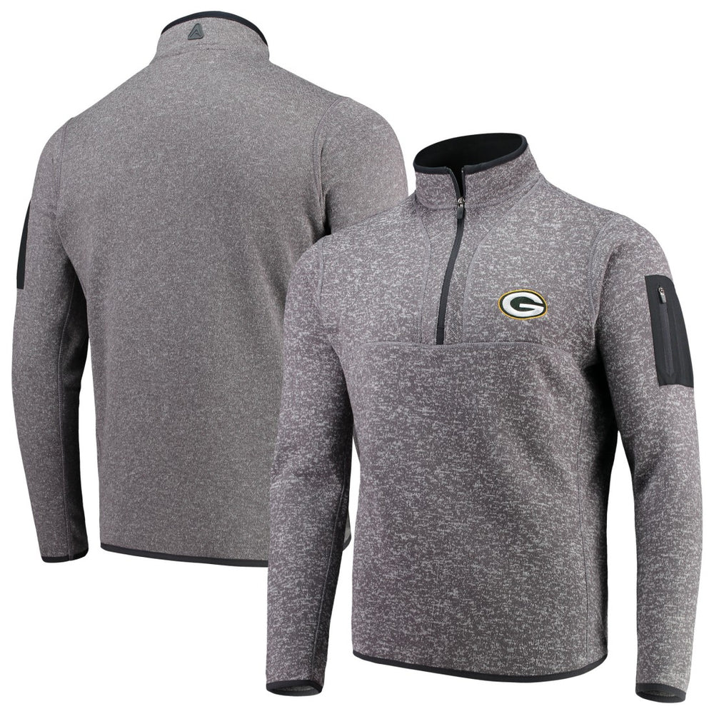 Green Bay Packers Antigua Fortune Quarter-Zip Pullover Jacket - Charcoal Pullover
