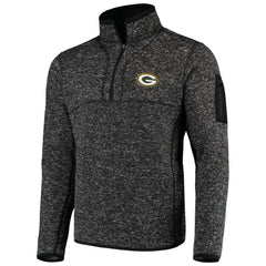 Green Bay Packers Antigua Fortune Quarter-Zip Pullover Jacket - Heather Black Pullover