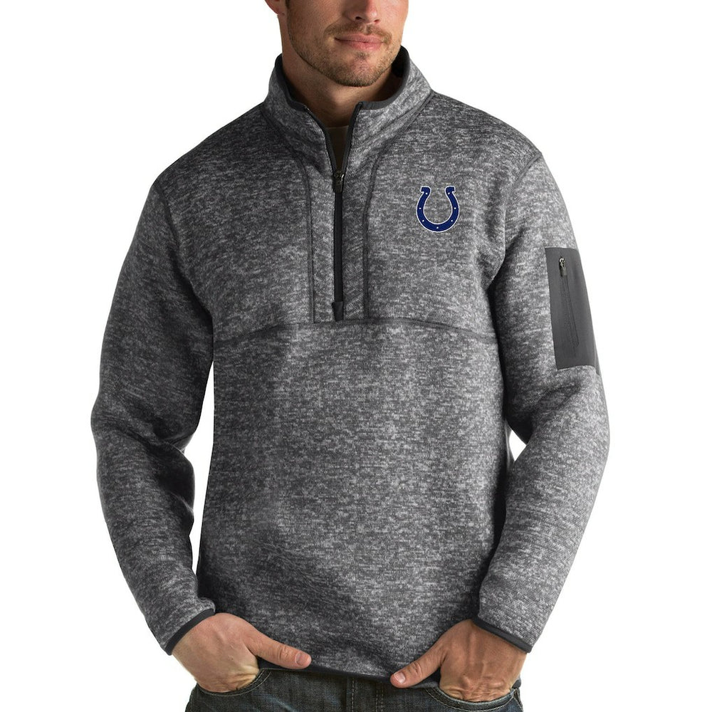 Indianapolis Colts Antigua Fortune Quarter-Zip Pullover Jacket - Charcoal Pullover