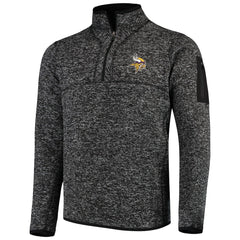 Minnesota Vikings Antigua Fortune Quarter-Zip Pullover Jacket - Heather Black Pullover