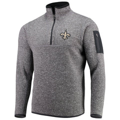 New Orleans Saints Antigua Fortune Quarter-Zip Pullover Jacket - Charcoal Pullover
