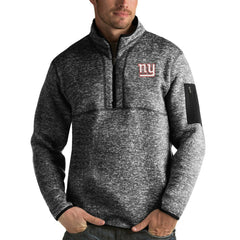 New York Giants Antigua Fortune Quarter-Zip Pullover Jacket - Heather Black Pullover