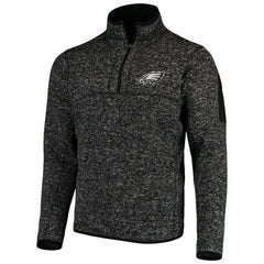 Philadelphia Eagles Antigua Fortune Quarter-Zip Pullover Jacket - Heather Black Pullover