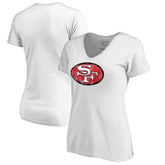 San Francisco 49ers Women's Throwback Logo V-Neck T-Shirt - White T-shirts