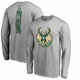Giannis Antetokounmpo Milwaukee Bucks Team Backer Name & Number Long Sleeve T-Shirt Heathered Gray outlet