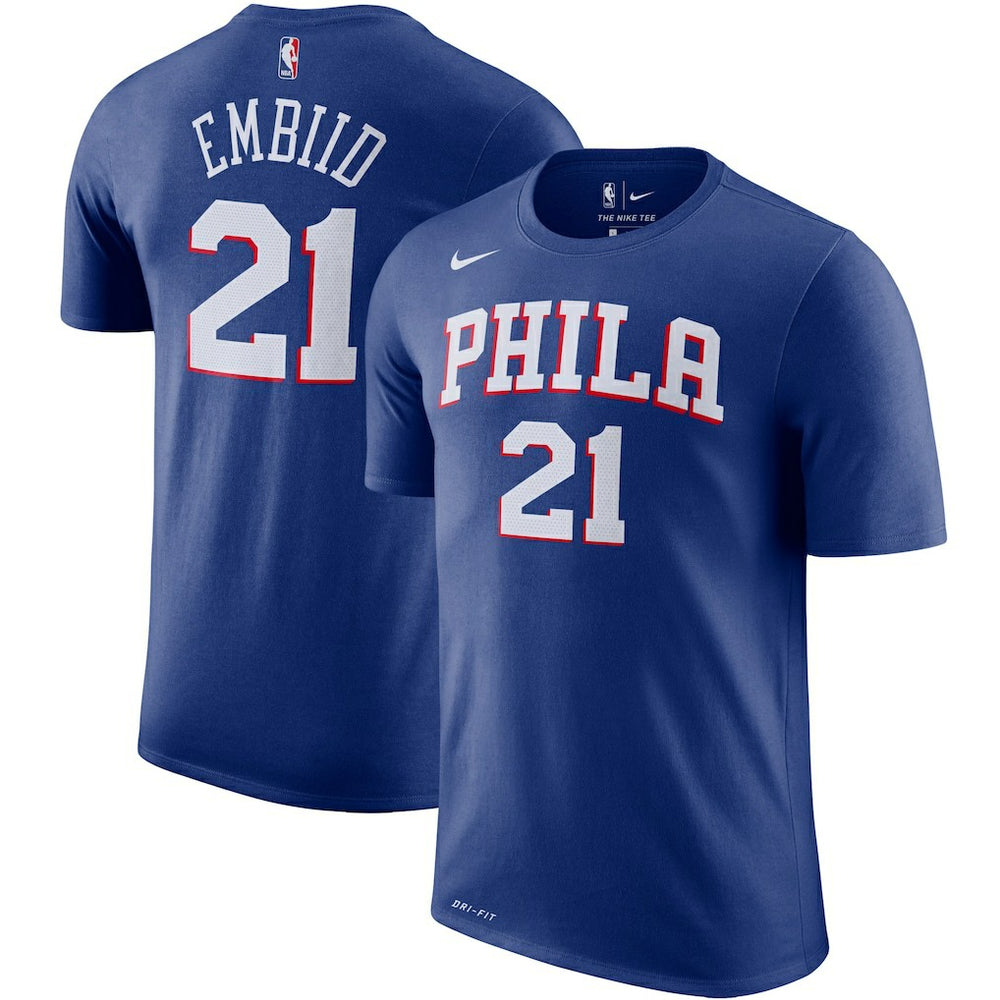 Joel Embiid Philadelphia 76ers Player Name & Number Performance T-Shirt Royal - Nike
