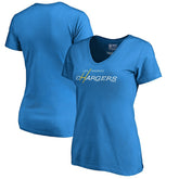 Los Angeles Chargers Women's Multi Color Vintage Logo V-Neck T-Shirt - Powder Blue T-shirts