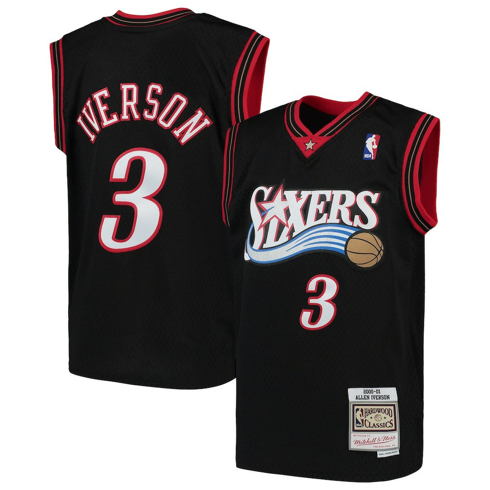 Allen Iverson Philadelphia 76ers Youth Hardwood Classics Swingman Throwback Jersey Black - Mitchell & Ness