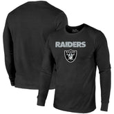 Las Vegas Raiders Majestic Threads Lockup Tri-Blend Long Sleeve T-Shirt - Black T-shirts