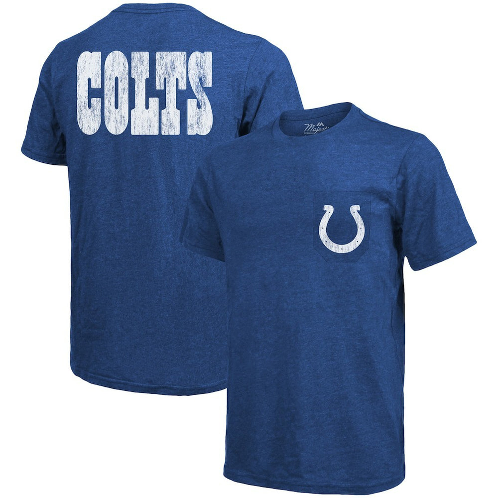 Indianapolis Colts Majestic Threads Tri-Blend Pocket T-Shirt - Heathered Royal T-shirts
