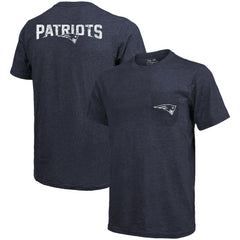 New England Patriots Majestic Threads Tri-Blend Pocket T-Shirt - Heathered Navy T-shirts