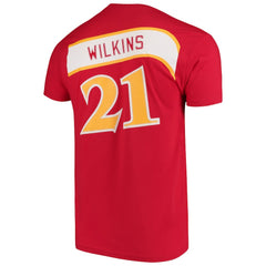 Dominique Wilkins Atlanta Hawks Hardwood Classics Team Name & Number T-Shirt Red - Mitchell & Ness