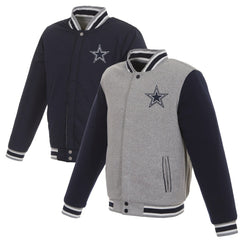 Dallas Cowboys JH Design Reversible Two Tone Fleece Jacket - Gray/Navy Jackets