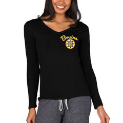 Boston Bruins Concepts Sport Women's Marathon Knit Long Sleeve V-Neck Top - Black | US 3540551