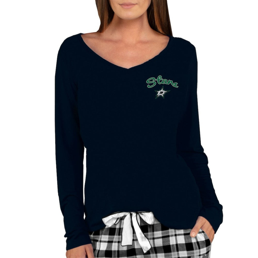 Dallas Stars Concepts Sport Women's Marathon Knit Long Sleeve V-Neck Top - Black | US 3540558