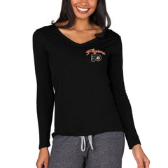 Philadelphia Flyers Concepts Sport Women's Marathon Knit Long Sleeve V-Neck Top - Black | US 3540562