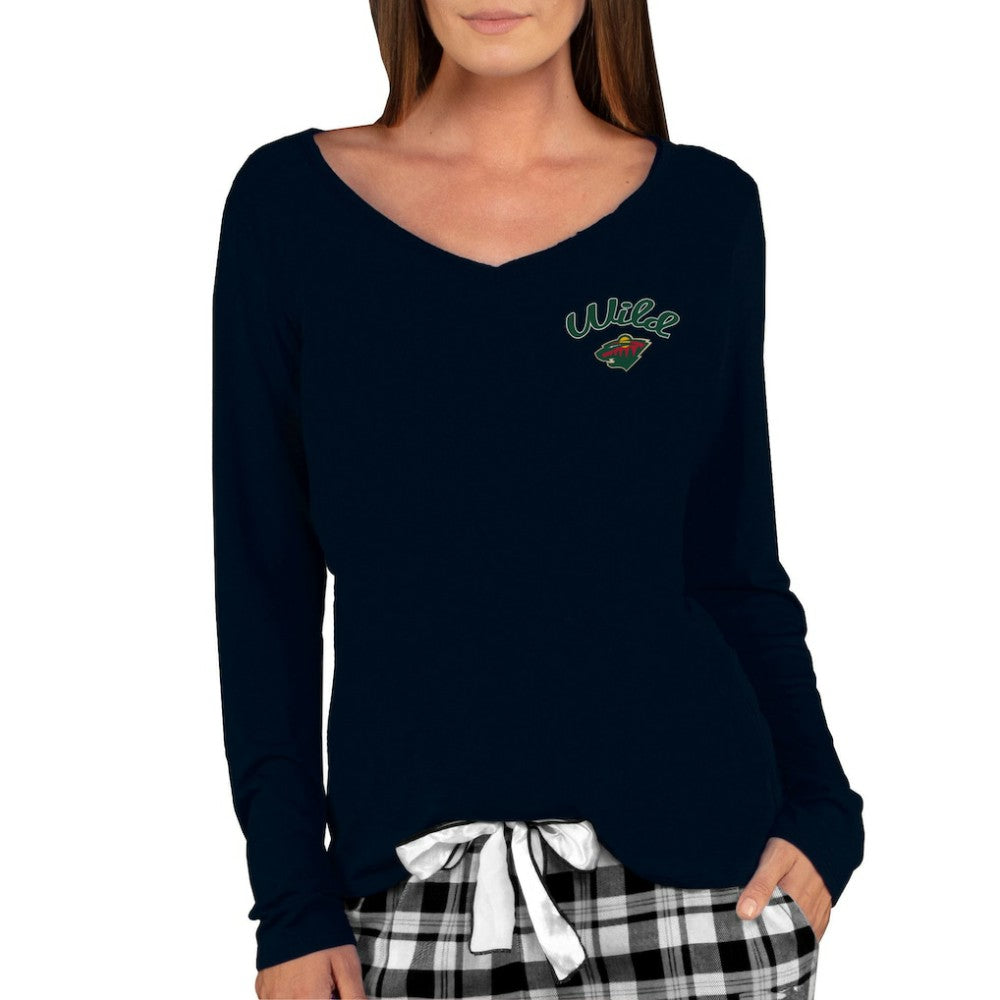 Minnesota Wild Concepts Sport Women's Marathon Knit Long Sleeve V-Neck Top - Black | US 3540577