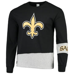 New Orleans Saints Refried Apparel Sustainable Upcycled Angle Long Sleeve T-Shirt - Black/Gray T-shirts