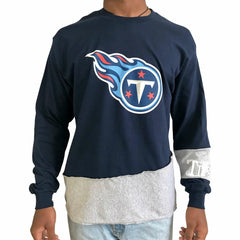 Tennessee Titans Refried Apparel Sustainable Upcycled Angle Long Sleeve T-Shirt - Navy/Gray T-shirts