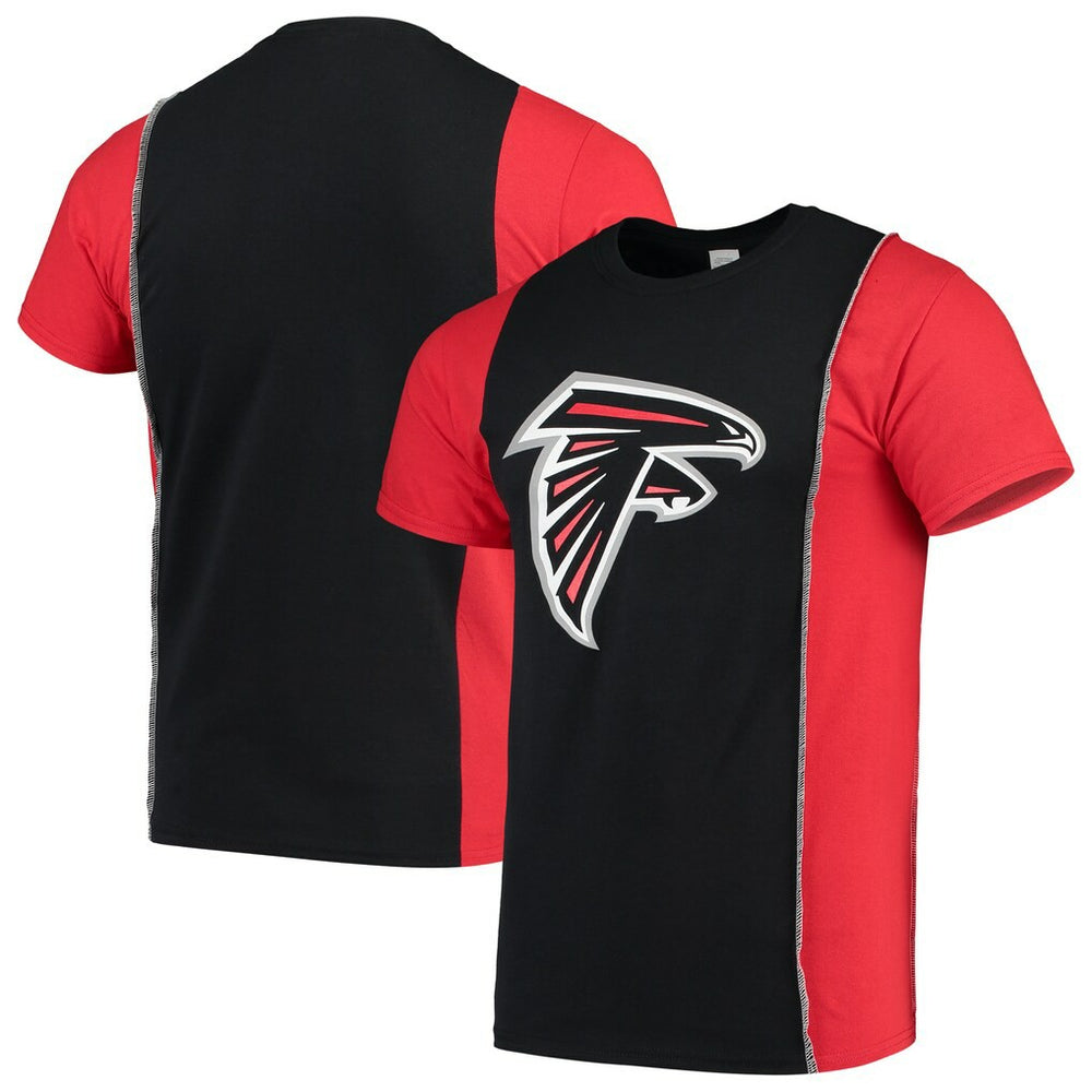 Atlanta Falcons Refried Apparel Sustainable Upcycled Split T-Shirt - Black/Red T-shirts