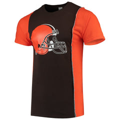 Cleveland Browns Refried Apparel Sustainable Upcycled Split T-Shirt - Brown/Orange T-shirts
