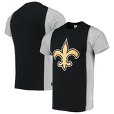 New Orleans Saints Refried Apparel Sustainable Upcycled Split T-Shirt - Black/Gray T-shirts