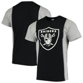 Las Vegas Raiders Refried Apparel Sustainable Upcycled Split T-Shirt - Black/Silver T-shirts